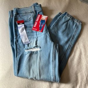 Denim distressed joggers